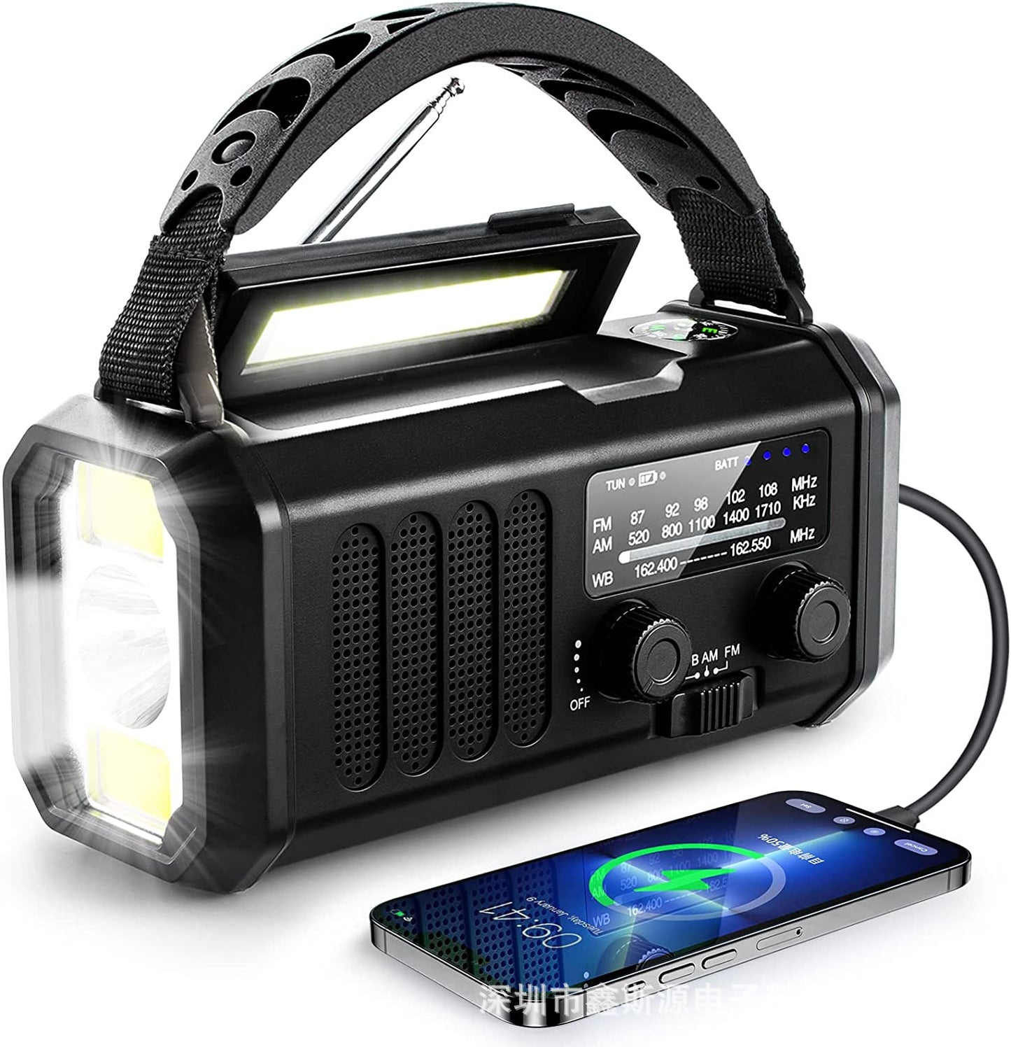 Solar-AM/FM-Radio | Solar & Handkurbel | Notfallfunktionen | Camping & Notfälle