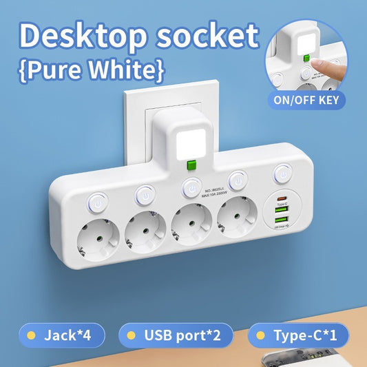4-fach Steckdosenleiste mit USB | 4 Steckplätze | USB-Ports | Büro & Reise