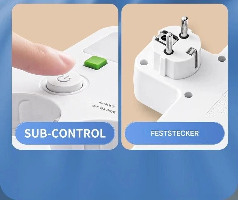 4-fach Steckdosenleiste mit USB | 4 Steckplätze | USB-Ports | Büro & Reise