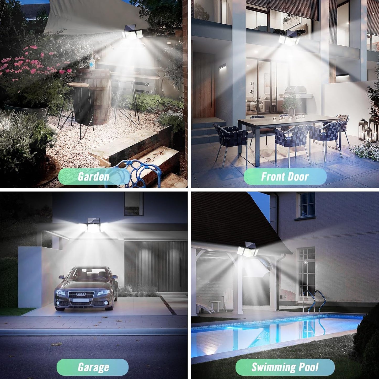 Solar Bewegungsmelder Lampen | Solarlampen mit PIR | Wetterfest & sparsam | Hof & Garage