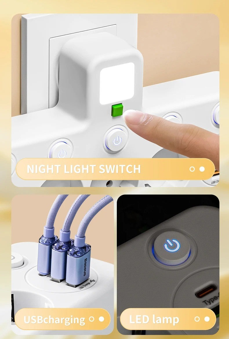 4-fach Steckdosenleiste mit USB | 4 Steckplätze | USB-Ports | Büro & Reise